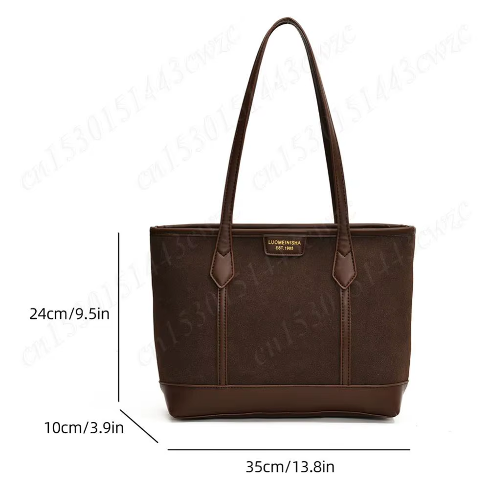 Sac à Main en Faux Daim pour Femme, Fourre-Tout avec Fermeture Éclair, Rétro, Sous les Bras, Solide, Document CommPiedmont, Shopping