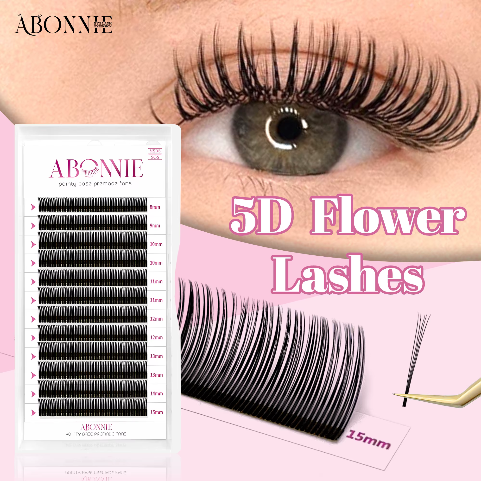 ABONNIE noir marron 5D fleur pointes fée faux cils individuels facile ventilateurs 5D
