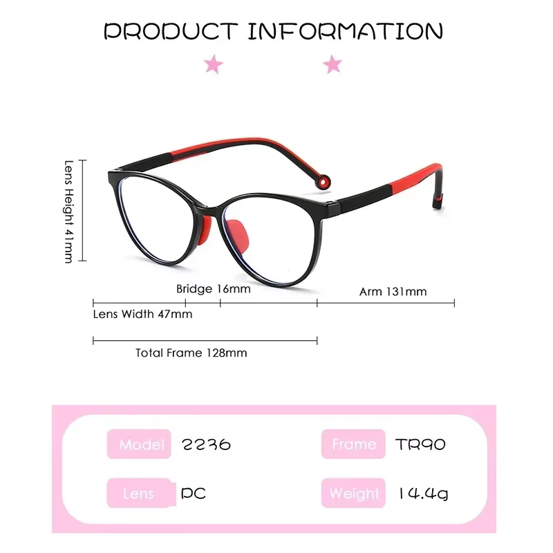 Lunettes bloquant la lumière bleue pour enfants, lunettes d'ordinateur, monture TR90, lentille transparente, pour fille et garçon, jeux vidéo, lunettes de sécurité pour enfants