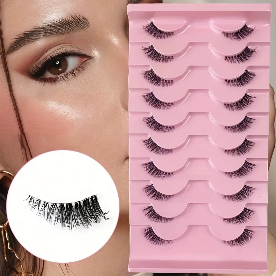 10 paires demi-cils aspect naturel vaporeux moelleux oeil de chat Look
