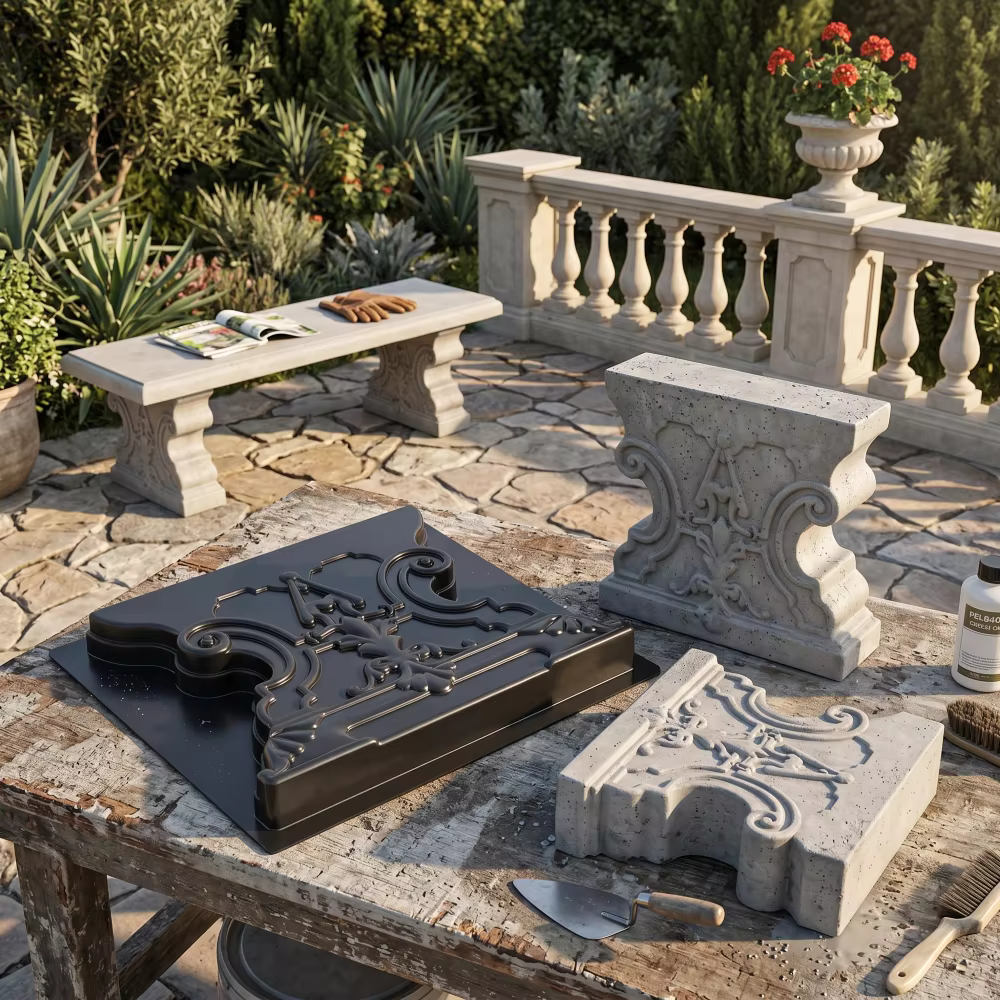 Moules à briques en béton pour pieds de chaise et de banc en pierre décorative, forme en ciment DIY pour villa, jardin, parc, moule extérieur réutilisable