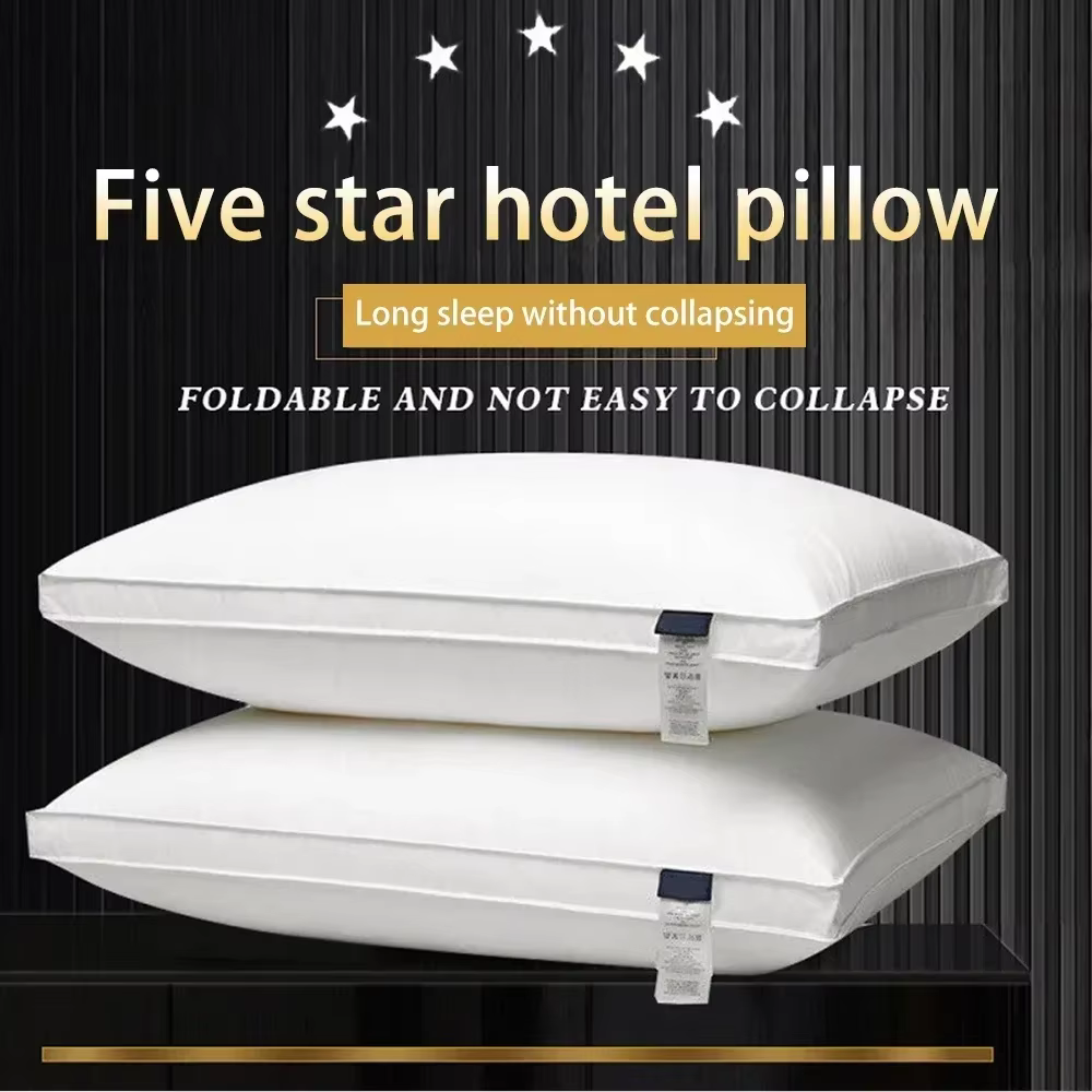 Oreiller d'hôtel 5 étoiles, oreiller de lit 100% coton, oreiller ergonomique pour le soutien du cou pour adultes à domicile