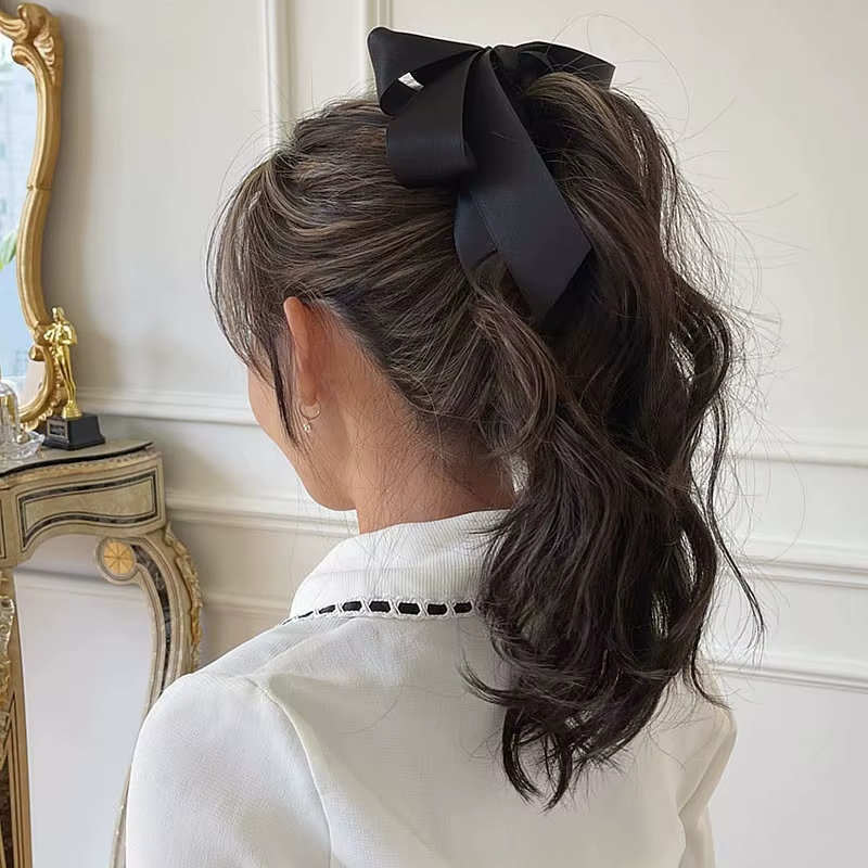 Nœuds de cheveux pour femmes, pinces à cheveux en satin soyeux pour filles, ruban de cheveux de couleurs neutres, pinces à nœuds mignonnes pour femmes
