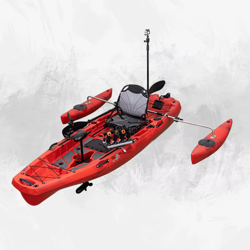 Kayak en PVC de haute qualité pour la pêche en plein air, monoplace, avec un grand espace de rangement et une base de canne intégrée pour le surf