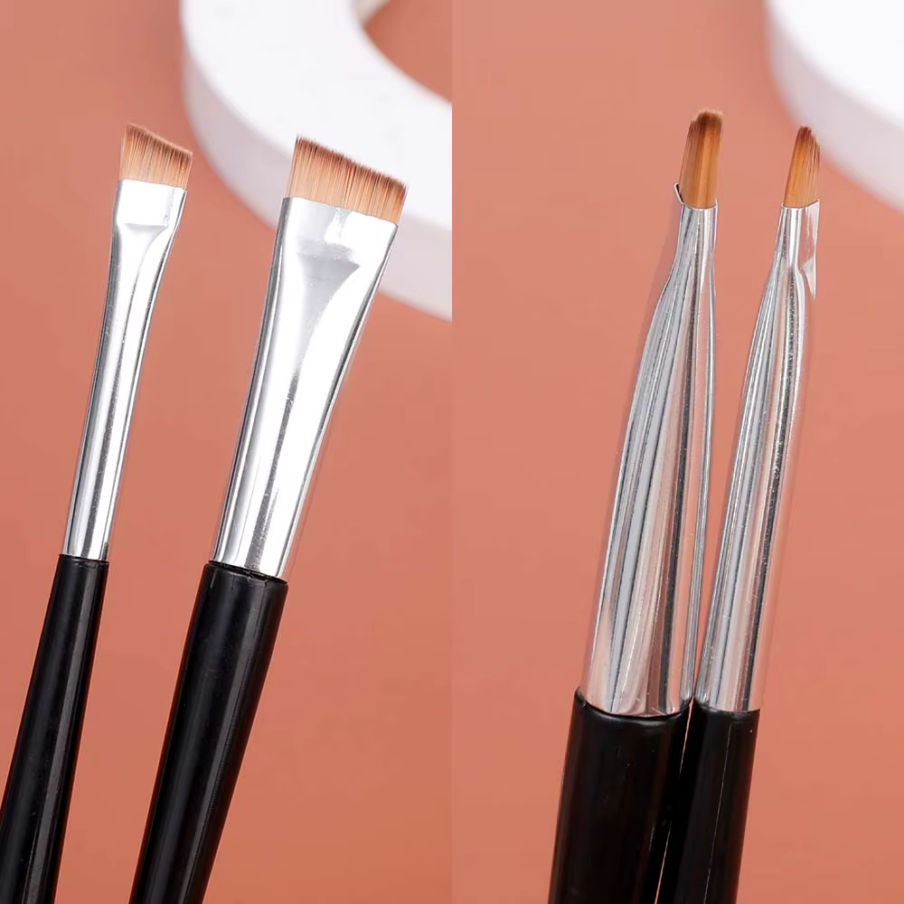 Brosse à sourcils professionnelle, Eyeliner, lame à tête plate coudée, pinceaux de maquillage pour Contour des sourcils, outils de maquillage à Double tête, 15 pièces