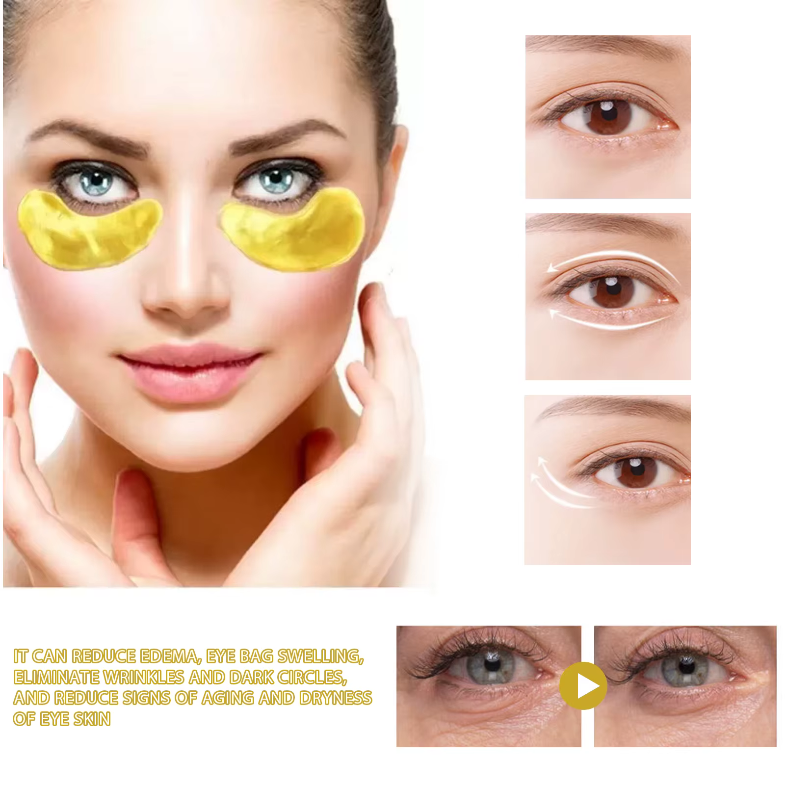 EELHOE 24k or sous les yeux patchs 60 pièces masque