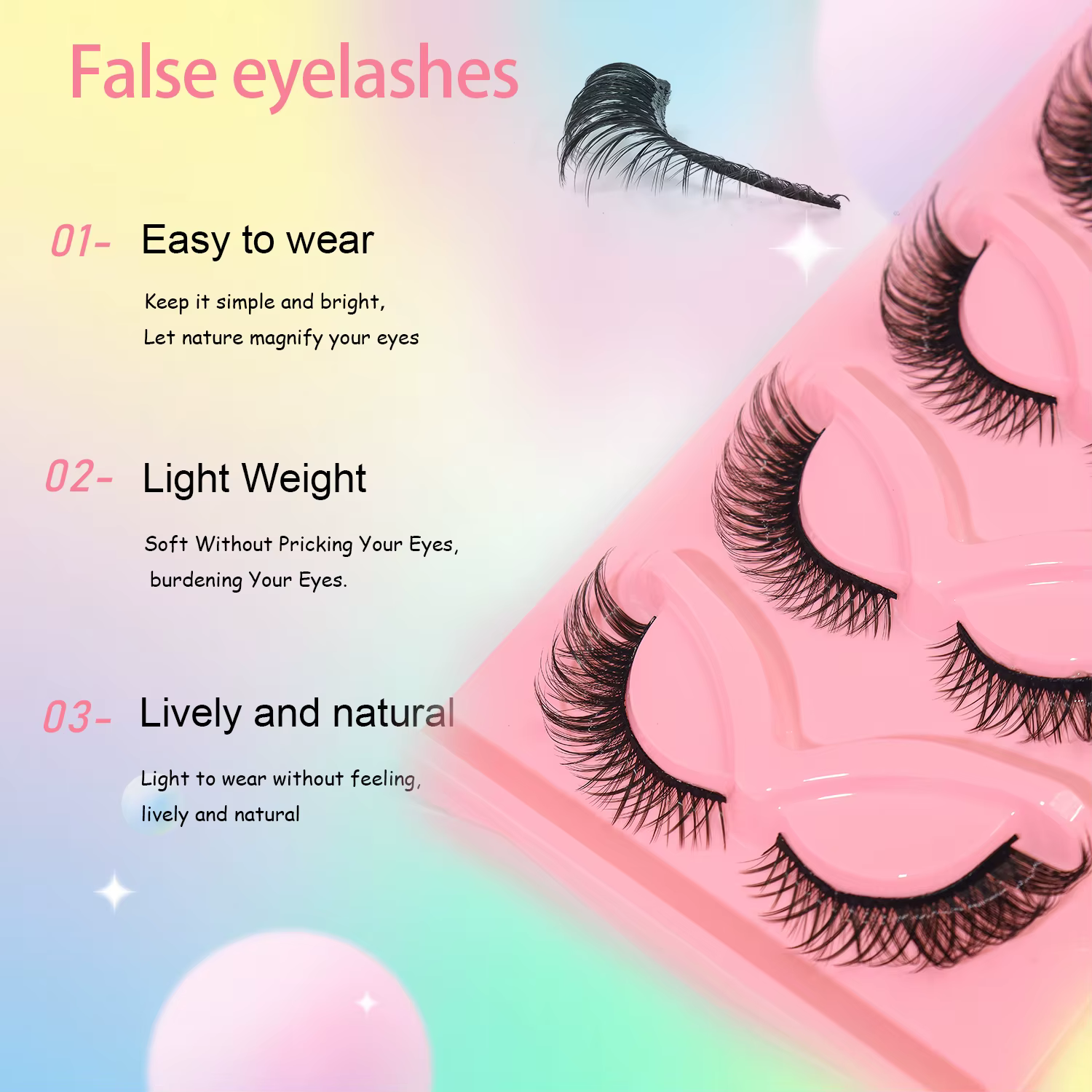 5 paires de faux cils longs naturels style croisé et style renard
