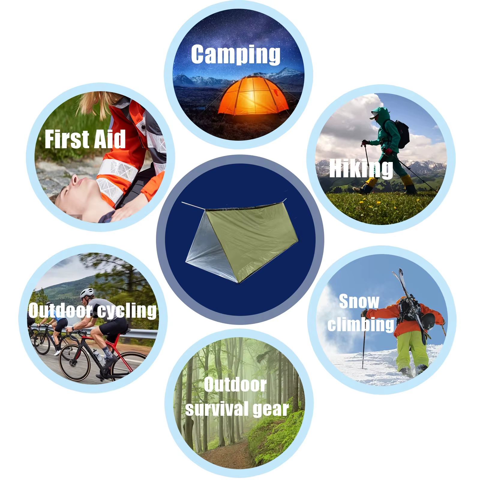Tente d'urgence, tente tubulaire imperméable pour 2 personnes pour le camping et les activités de plein air