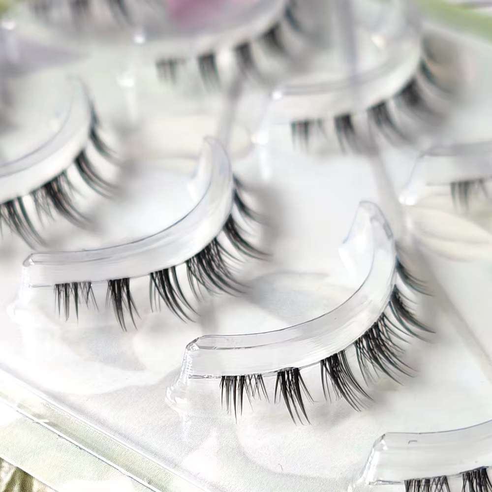 5 paires de cils inférieurs épais bande transparente sous
