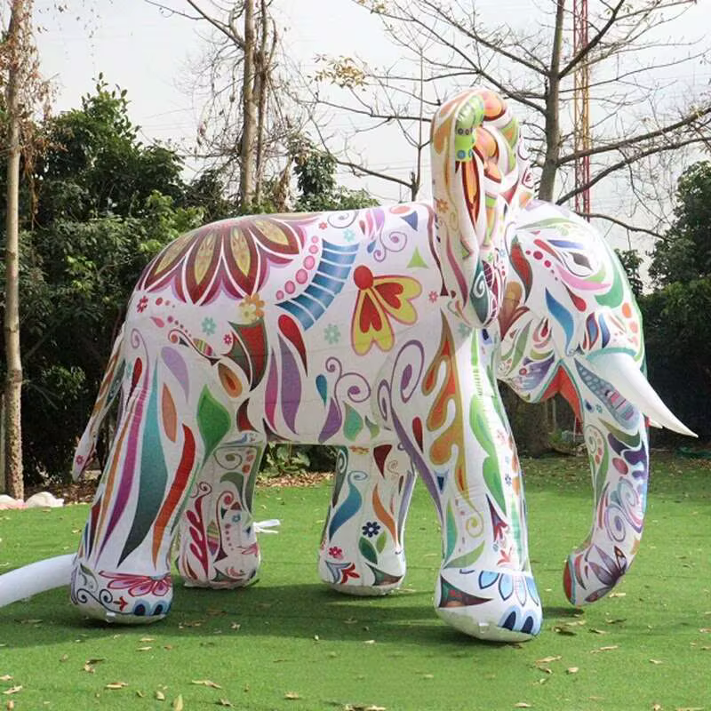 Éléphant géant avec lumières Led colorées, grand dessin animé Animal Iatable pour la publicité extérieure, décor d'événements de défilé