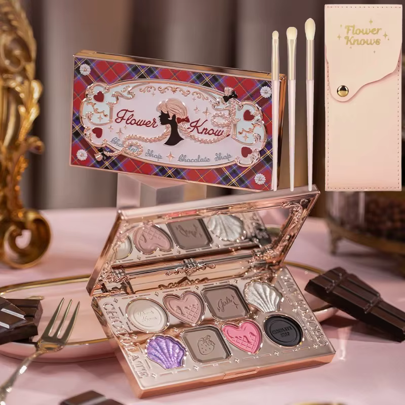 Flower Knows Chocolate Shop Palette de fards à paupières hautement pigmentée Shimmer Mat Glitter Ombre