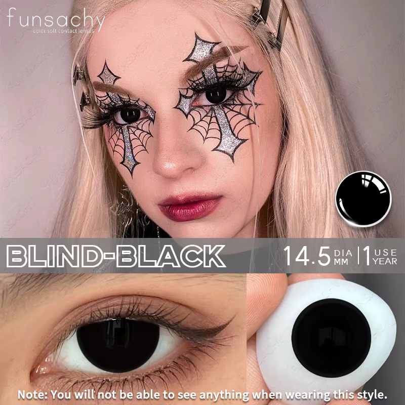 FUNSACHY Cosplay lentilles noires aveugles Anime lentille de couleur des yeux blancs