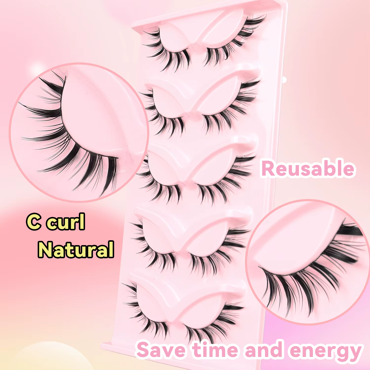 5 paires de faux cils inclinés en forme de renard