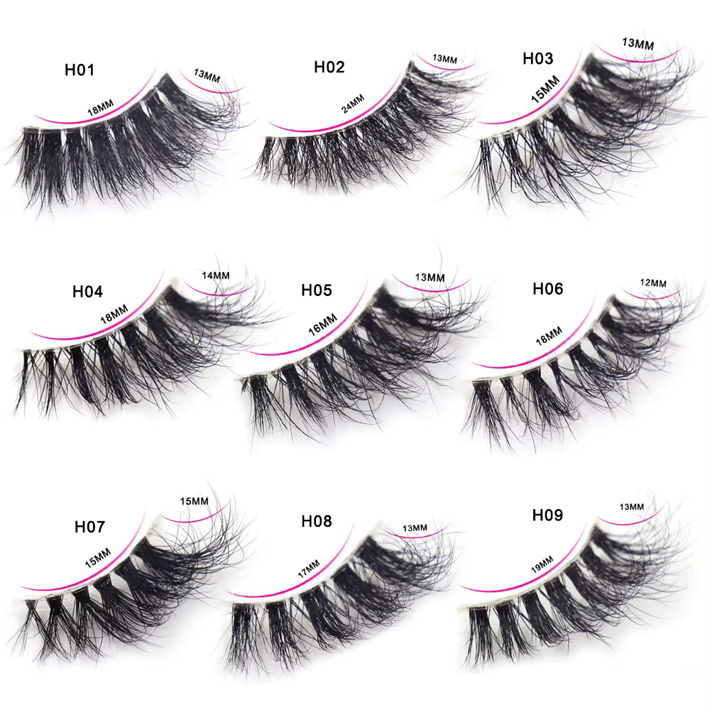 Maquillage Demi-cils Naturels Volumineux 3D en Vison avec Bande Transparente