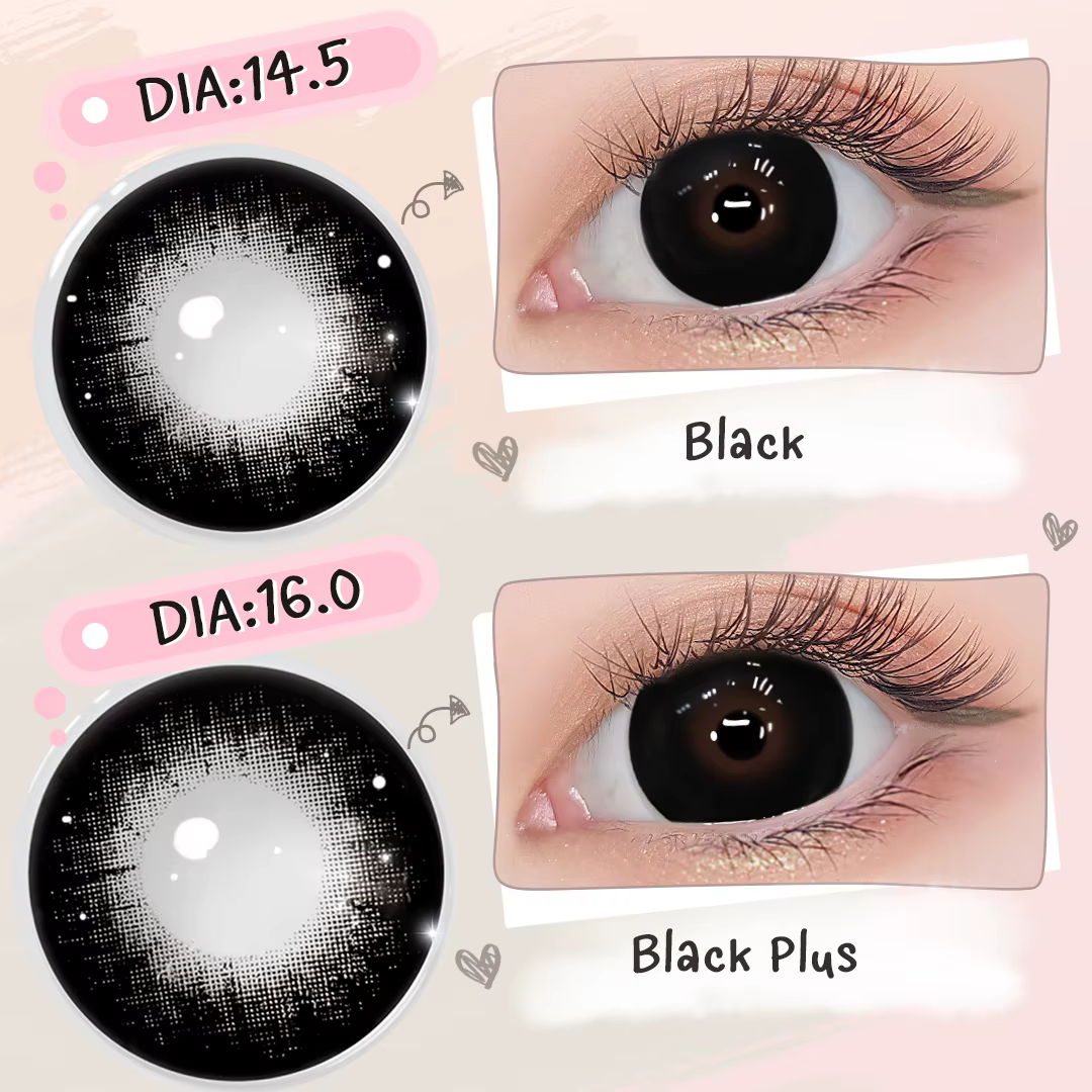 (0.00~-6.00) MAGISTER Lentilles de contact graduées à effet agrandissant 16 mm avec dioptries Noir/Marron Cosmétiques