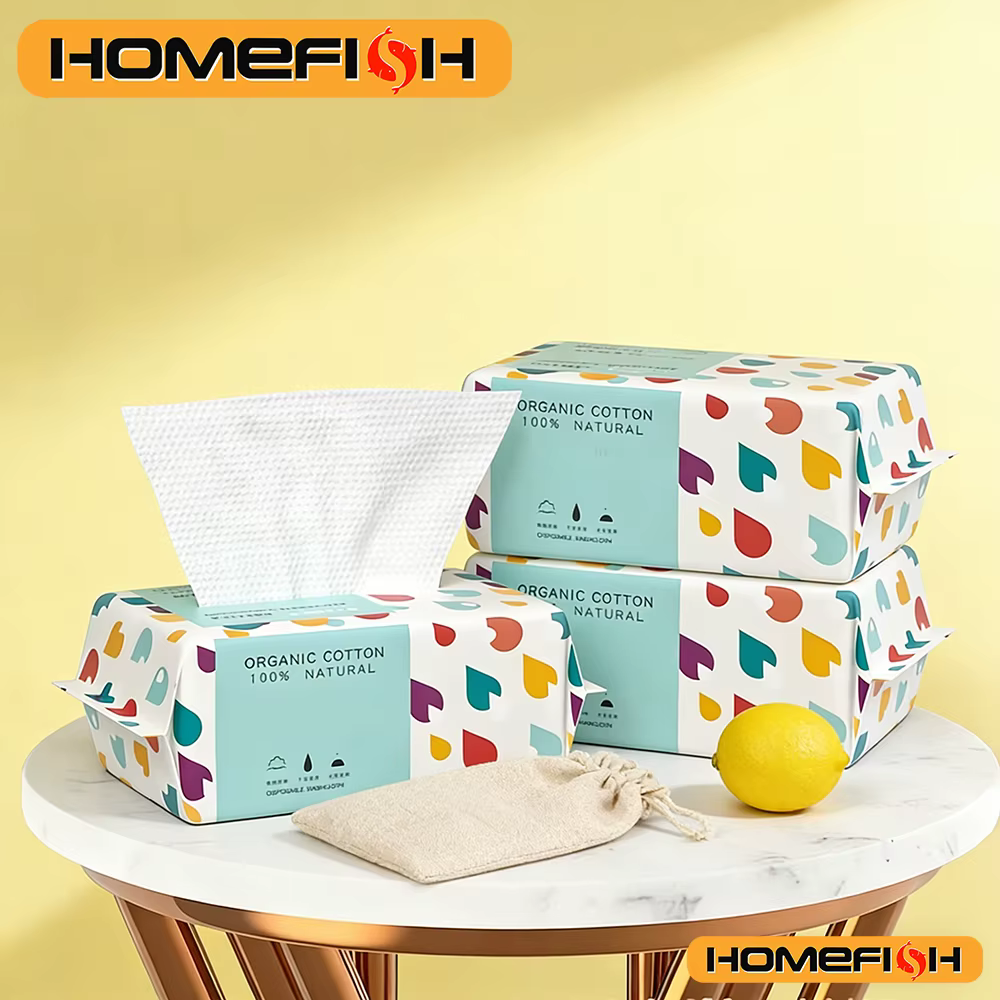 Serviettes jetables épaisses en coton doux – Lingettes nettoyantes pour le démaquillage à sec et les soins de la peau