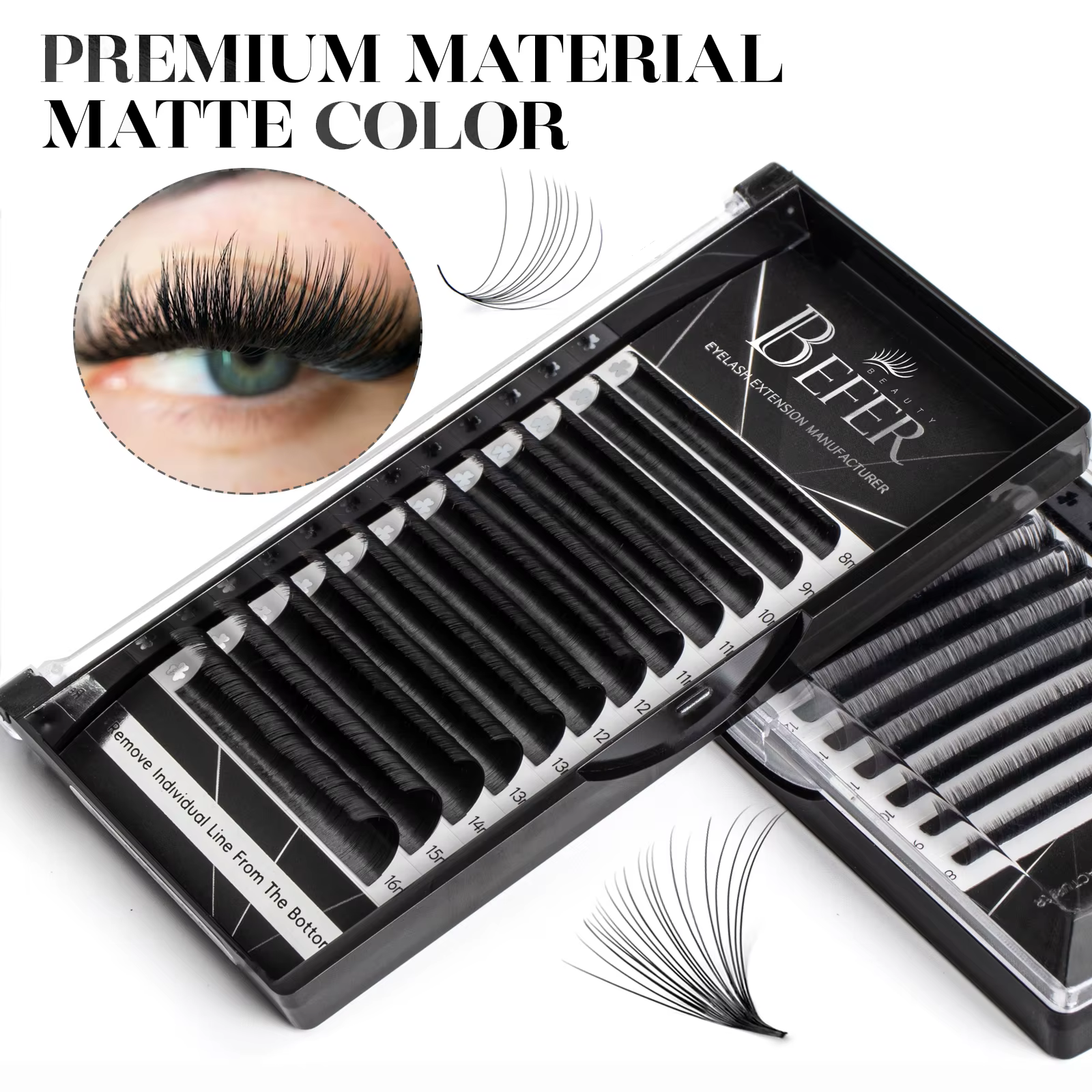 Befer Beauty Volume Extension de cils en éventail 8-16mm noir mat moelleux doux naturel Fournitures d'extension