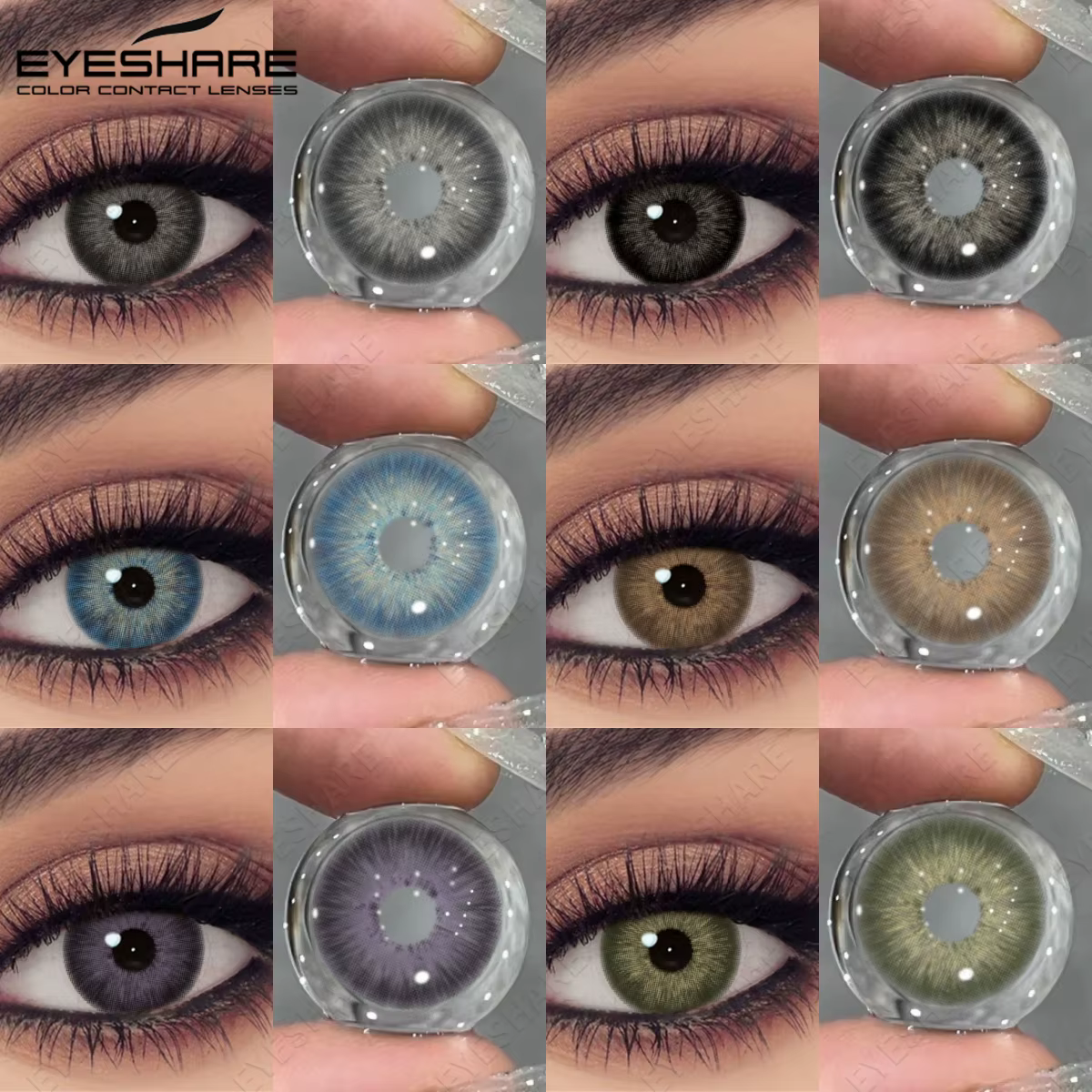EYESHARE 2 pièces Grya yeux bruns lentilles de Contact couleur naturel confortable bleu