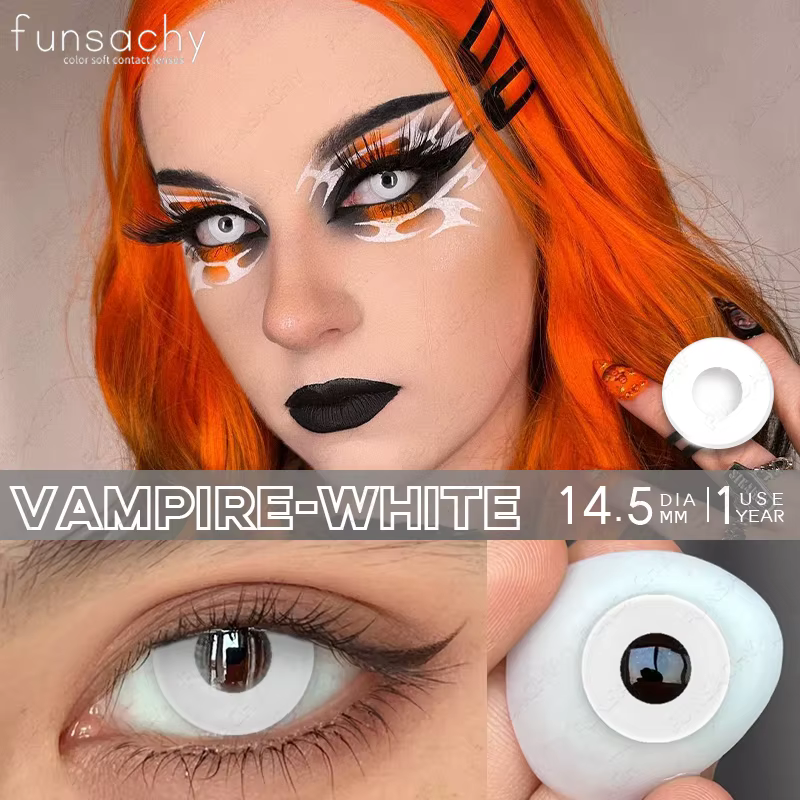 FUNSACHY Cosplay lentilles noires aveugles Anime lentille de couleur des yeux blancs