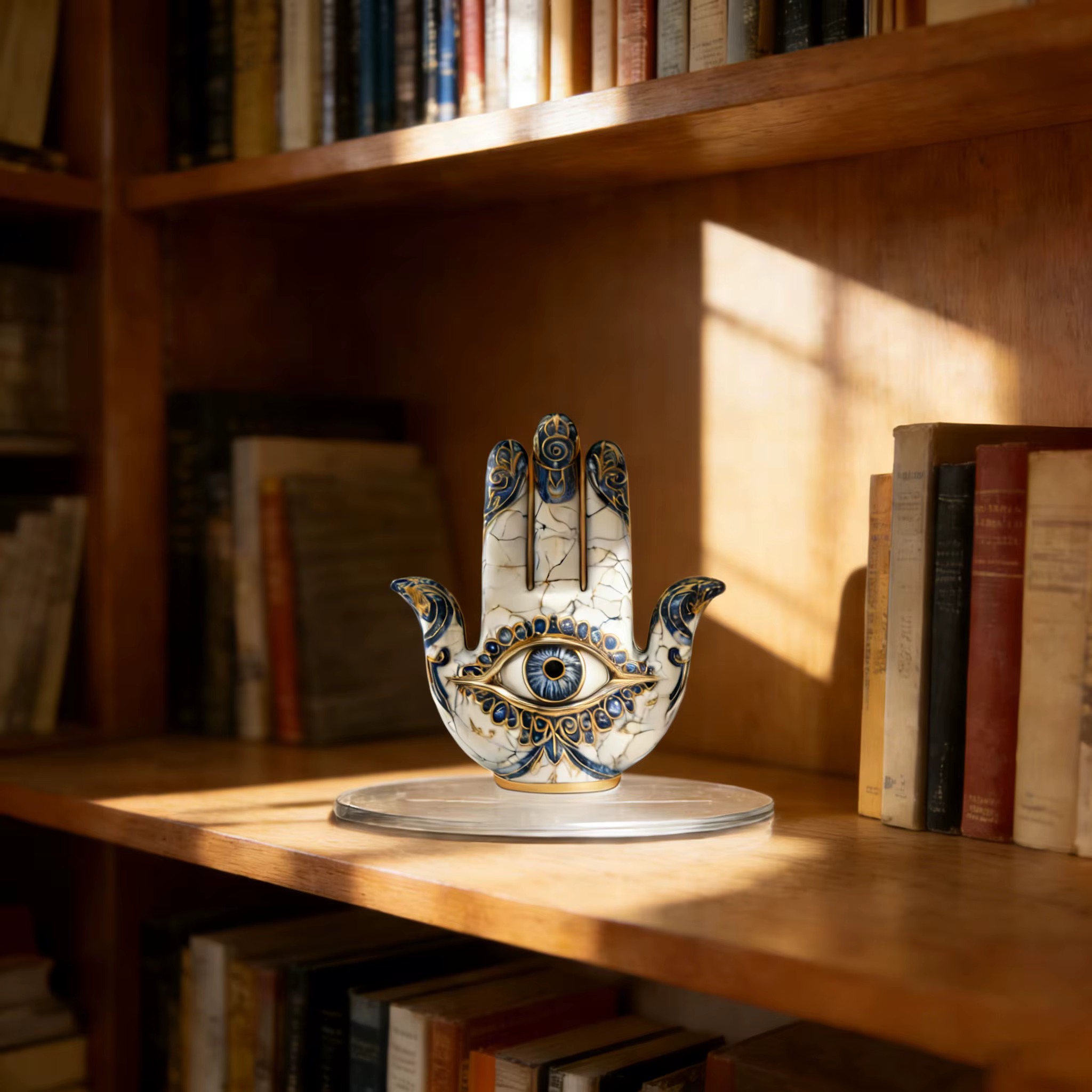 1 décor élégant en forme d'oeil avec motif bleu et or – Protection et vision symbolisantes