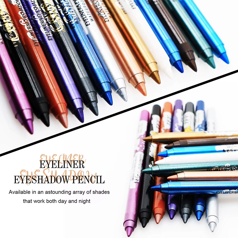 Crayon Eyeliner Bleu Imperméable Longue Durée 12 Couleurs Anti-Bavures Stylo Fard à Paupières Lisse Fini Nacré Mat Maquillage Yeux Cosmétiques