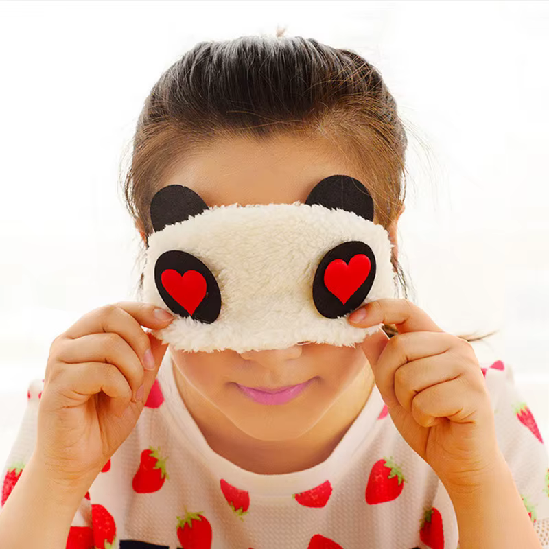 Mode mignon Design peluche Panda visage oeil voyage dormir doux masque pour les yeux bandeau ombre
