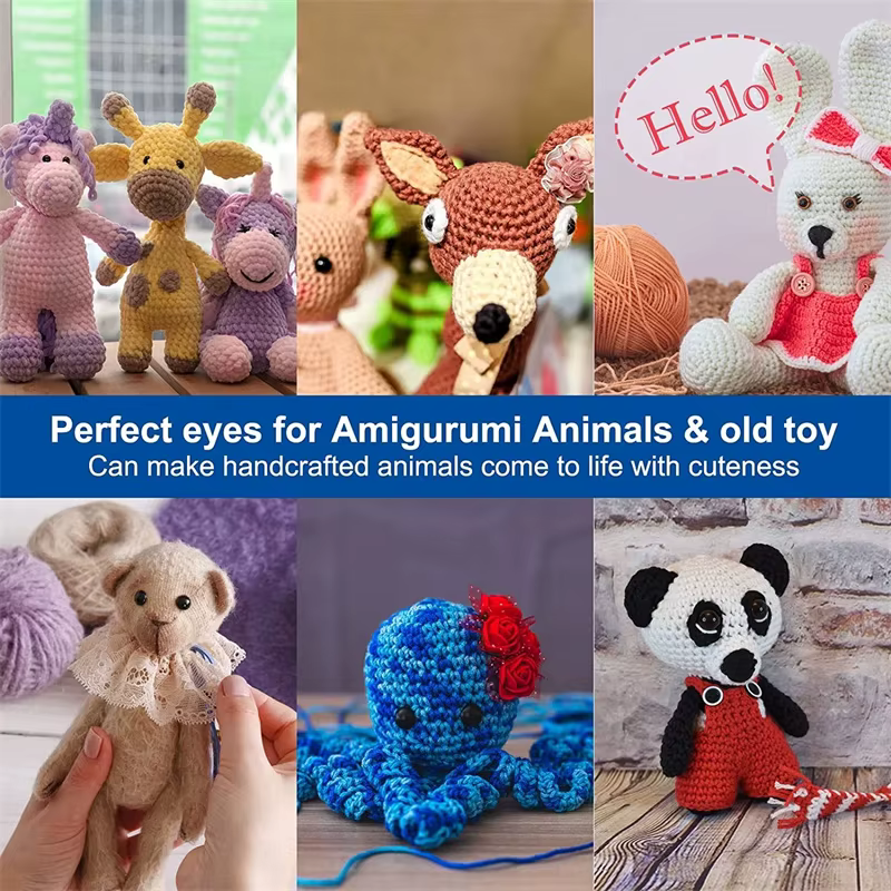 Veiligheidsoogjes-Yeux de sécurité en plastique noir, Amigurumi pour ours, jouet en beurre animal, artisanat de bricolage, 5-16mm