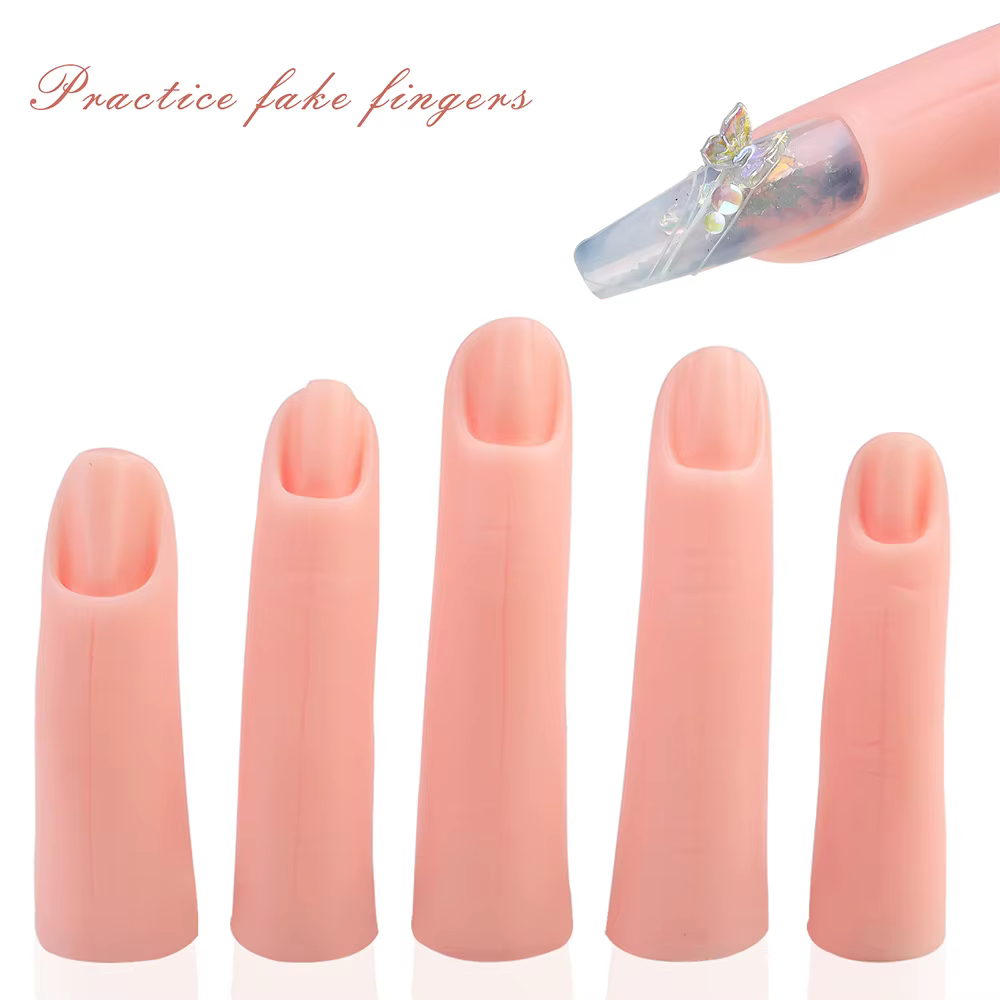 5 pièces/ensemble, Faux doigts naturels en silicone, formation nail art, manucure, modèle pratique, affichage, outils de maquillage
