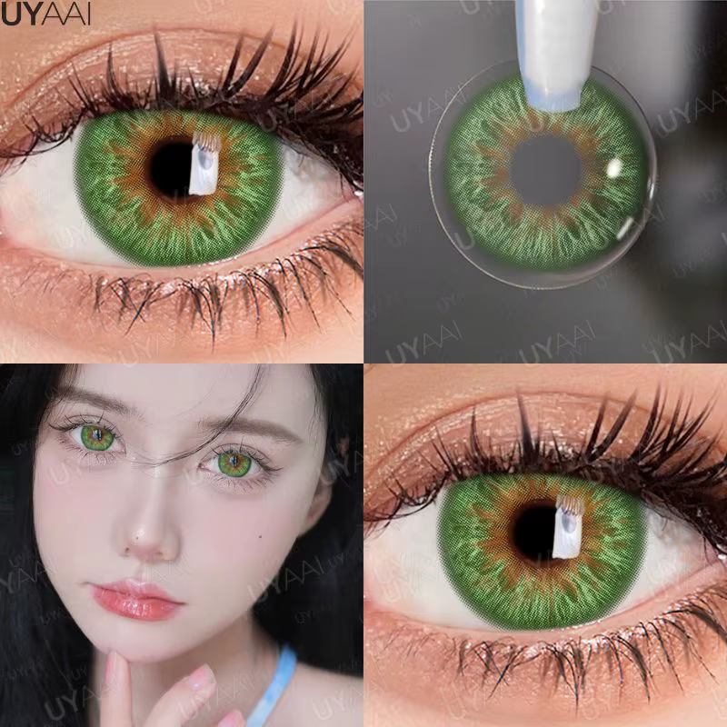UYAAI 1 paire vert Cosplay élèves colorés pour les yeux lentilles de Contact haute qualité
