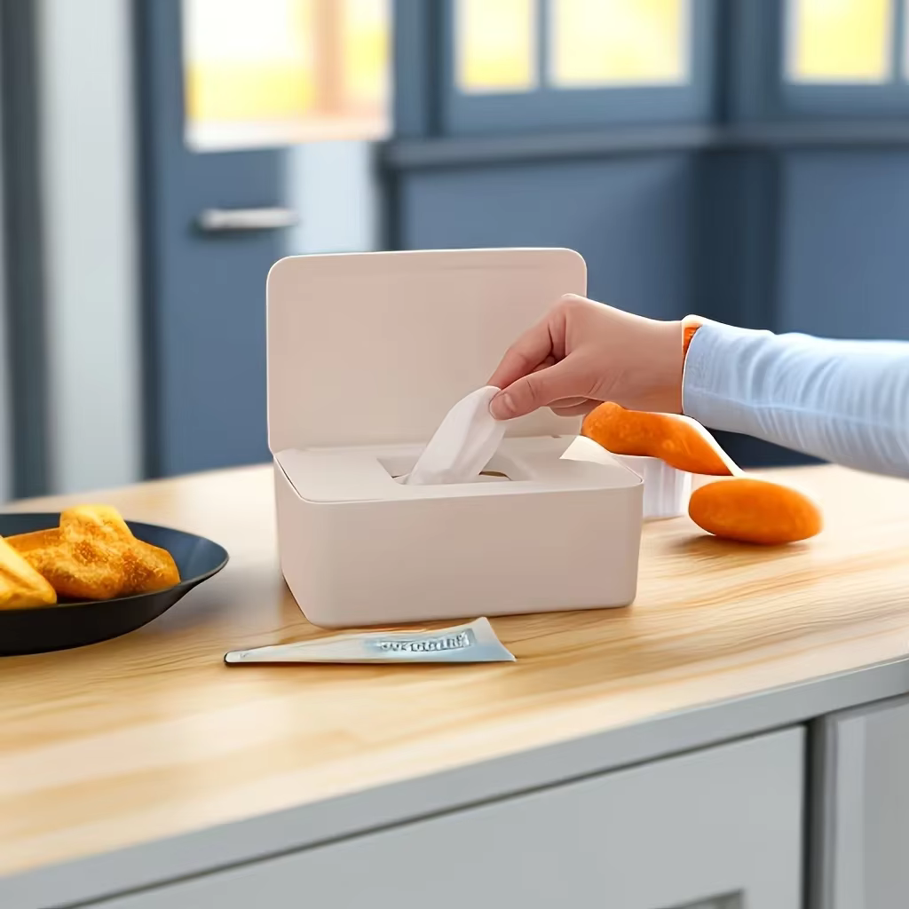 Distributeur de mouchoirs humides - Boîte de rangement pour mouchoirs, qui peut garder les mouchoirs humides au frais, idéale pour les cuisines, les bureaux et les coiffeuses