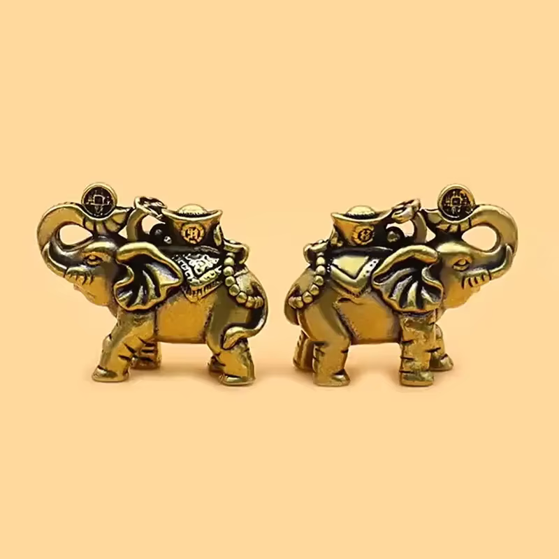 Figurines d'éléphant en laiton, figurines d'éléphant porte-bonheur, décoration de salon, figurines d'éléphant miniatures, accessoires miniatures