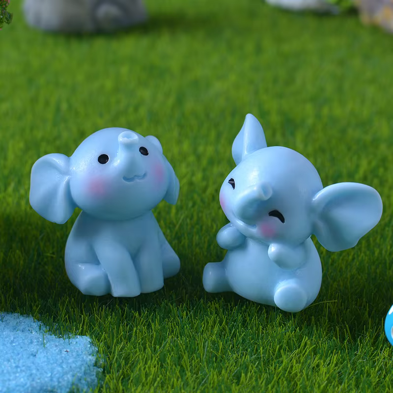 Dessin animé mignon éléphant bleu Micro paysage bureau ornements décoratifs Mini éléphant bricolage jardin maison décoration de bureau
