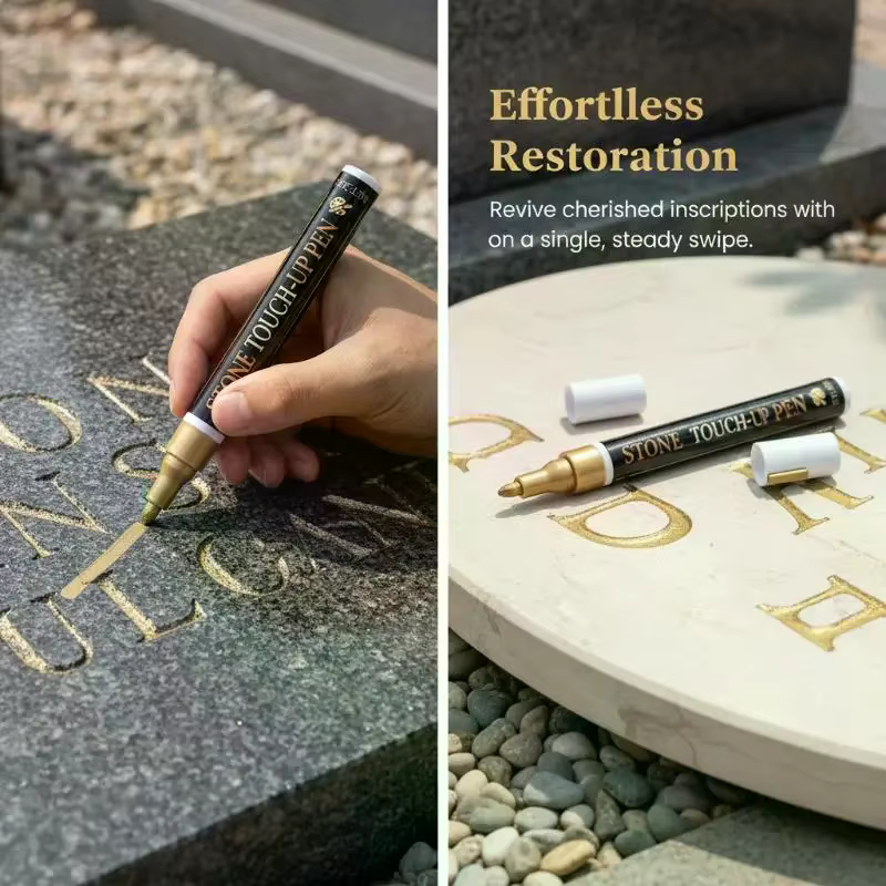 Stylo de Restauration d'Inscriptions sur Tombes - Marqueur de Réparation pour Surfaces en Granit, Marbre et Pierre, Outil de Restauration de Monument Funéraire