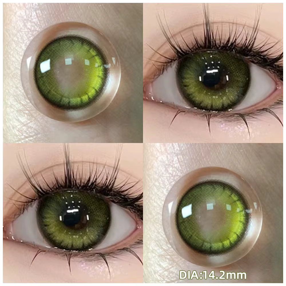  OVOLOOK-2pcs/par beauté bleu vert lentilles de couleur des yeux myopie