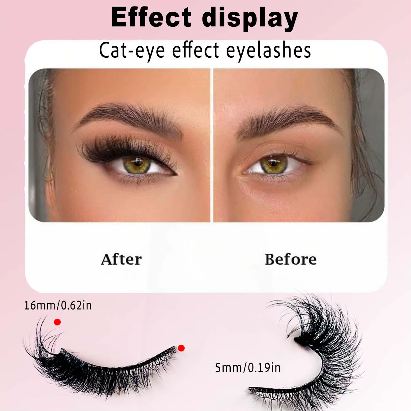 5 paires de faux cils en faux vison effet œil de chat