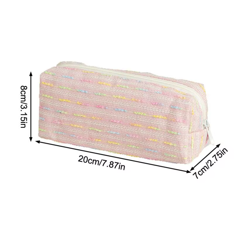 Pochette à crayons, jolie trousse à crayons avec des lignes colorées polyvalentes et un sac de rangement de grande capacité