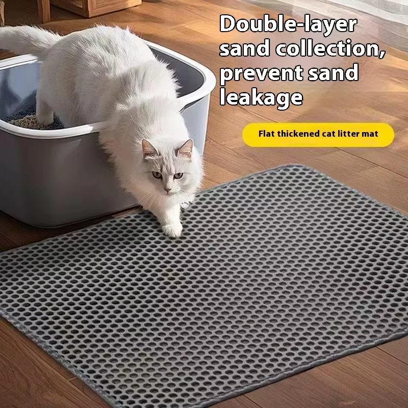 Tapis pour litière de chat, design à 2 couches, technologie de capture de sable de qualité supérieure, base imperméable, antidérapant, protection de sol pour animaux domestiques, pour chatons d'intéri