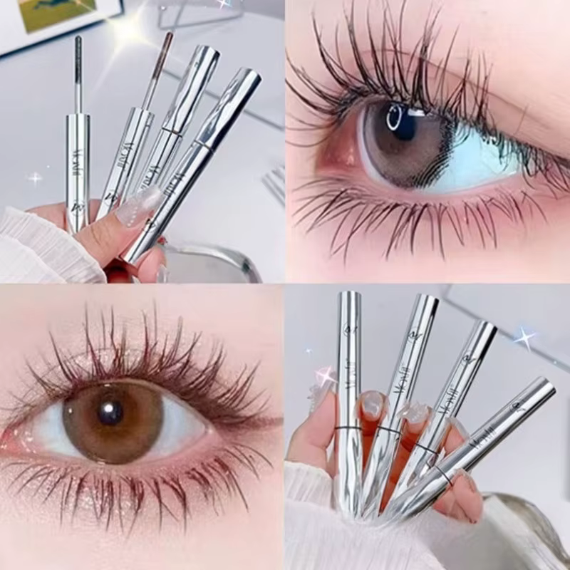 Mascara à tête de brosse en spirale imperméable-Tube en acier longue durée facile à appliquer-convient au
