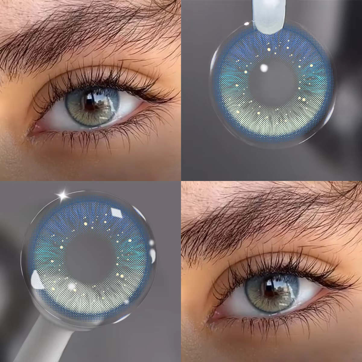 Visuashow Iris Lentilles de contact colorées bleues naturelles de conception coréenne