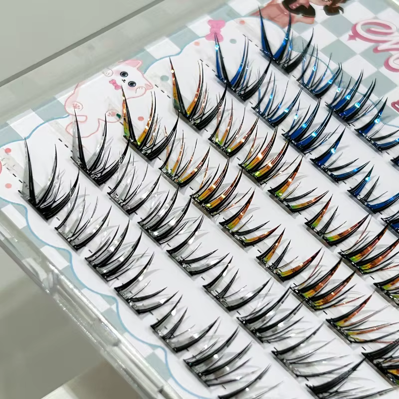 Cils Manga Colorés Inclinés Mixiaohe avec Queue Relevée et Allongée