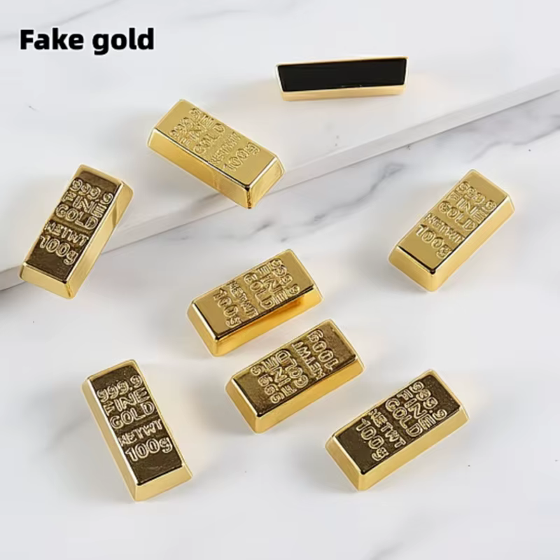 Réplique de barre d'or fine de 100g, plaquée or 999.9, fausse barre d'or en forme de lingot pour décoration de fête pirate, collection ou cadeau