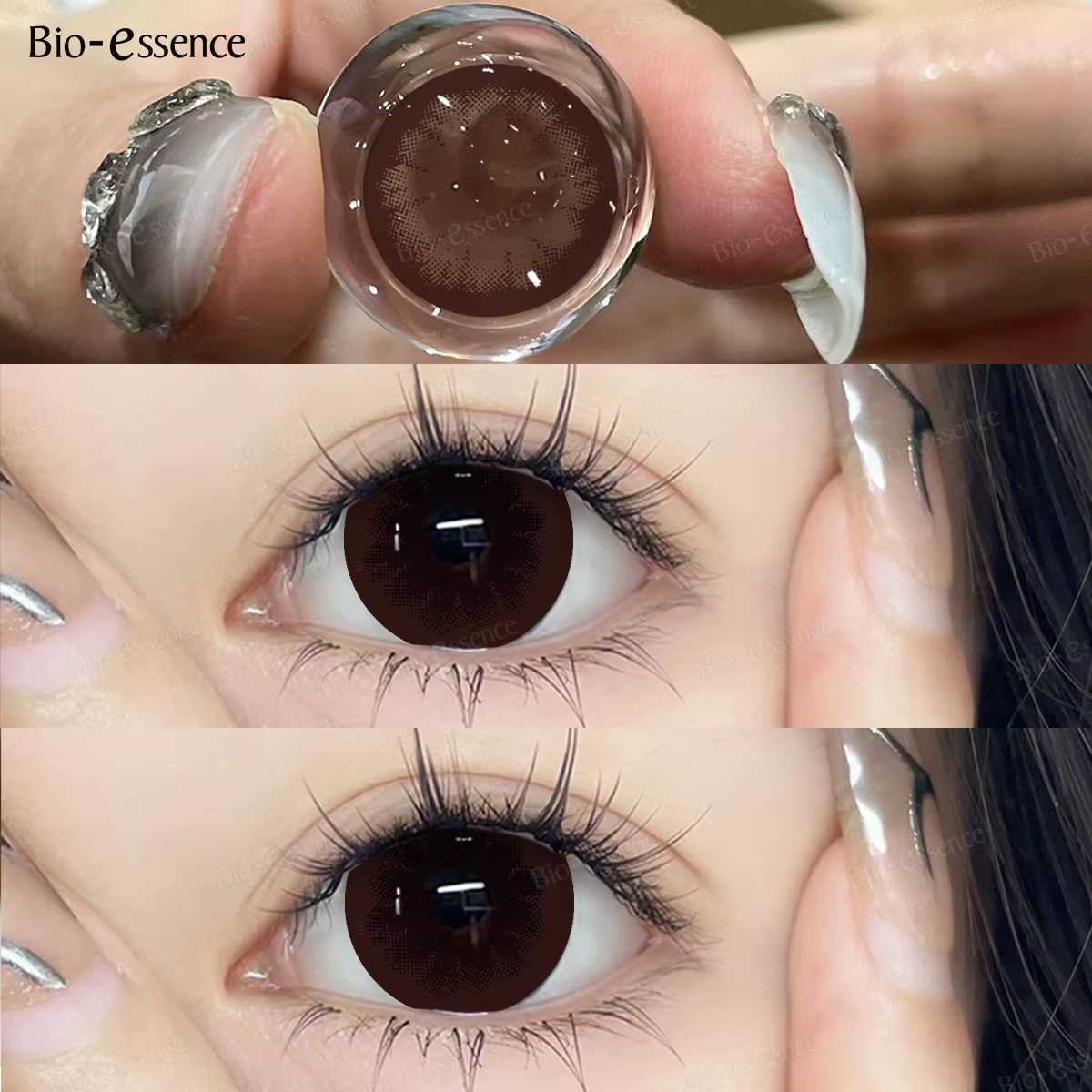 Bio-essense 1 paire de lentilles noires à grands yeux 14.5MM