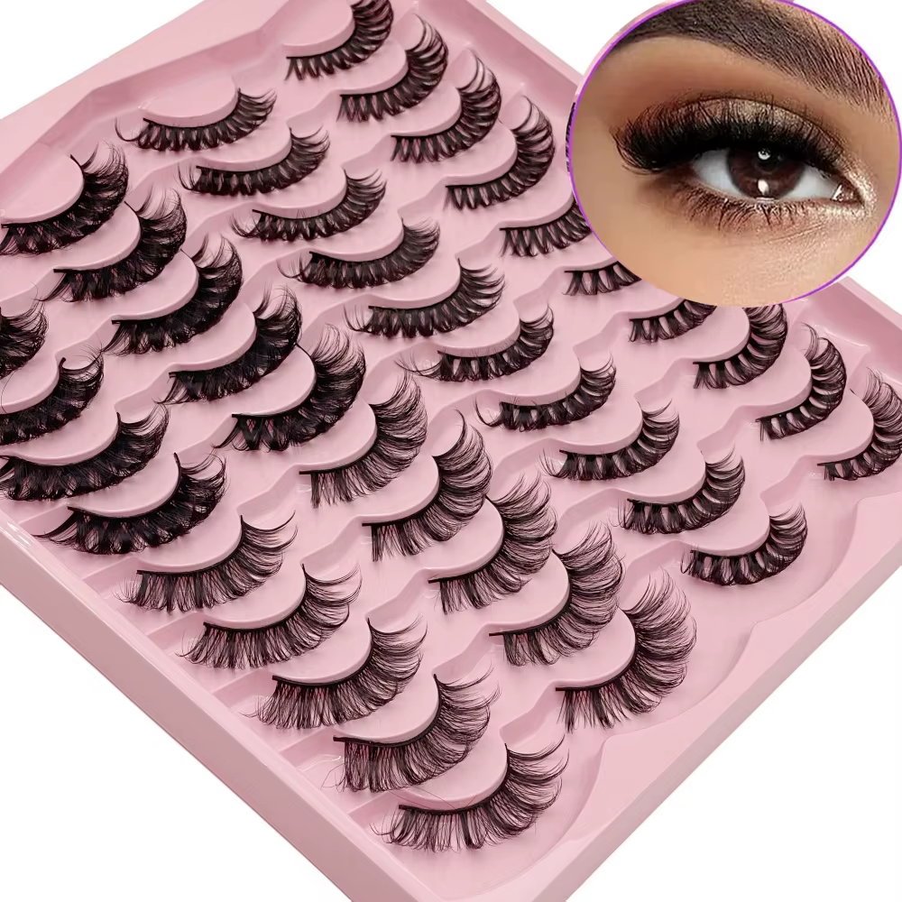20 paires de faux cils 3D à volume dramatique pour extensions et maquillage