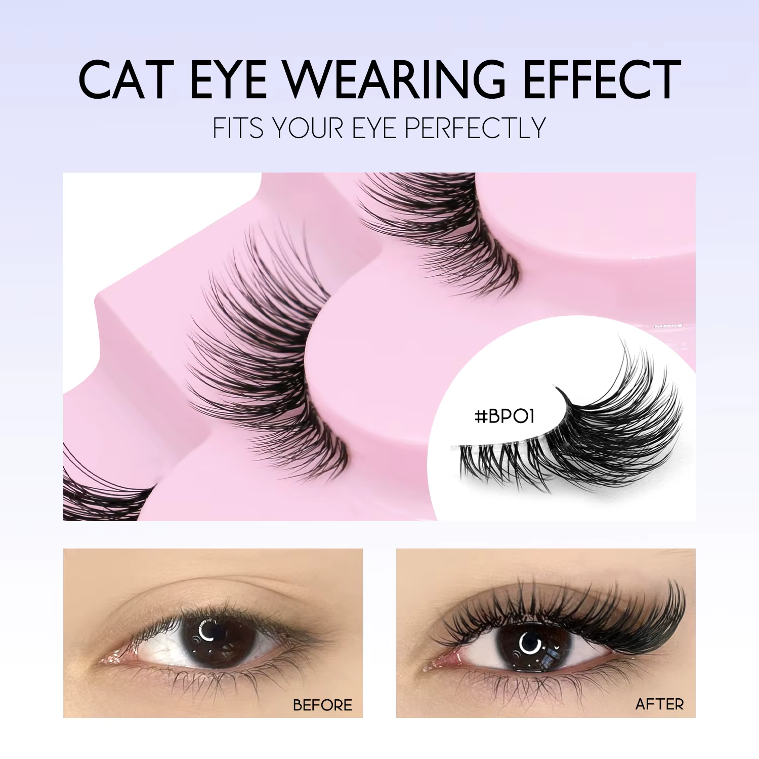 GROINNEYA Demi-cils cils pour les yeux de chat naturel