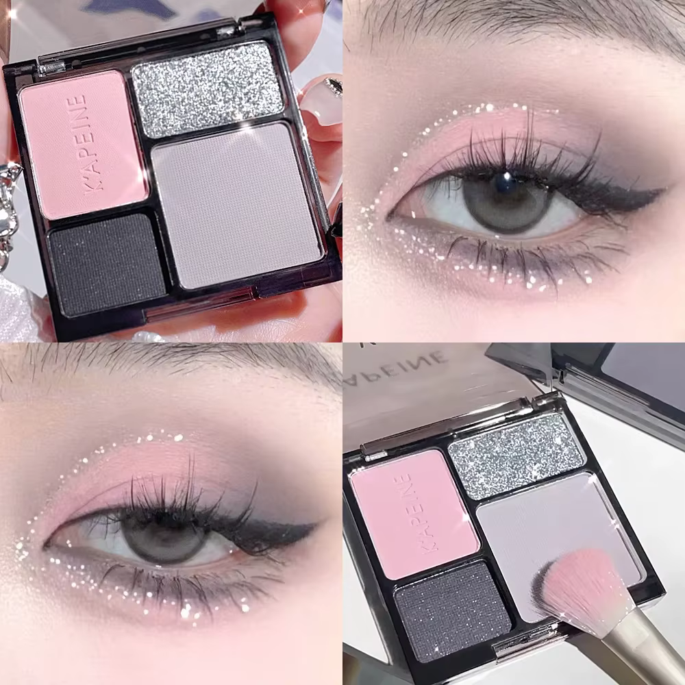 Noir rose fard à paupières poudre douce Cool filles yeux Contours Palette de maquillage coréen quatre couleurs