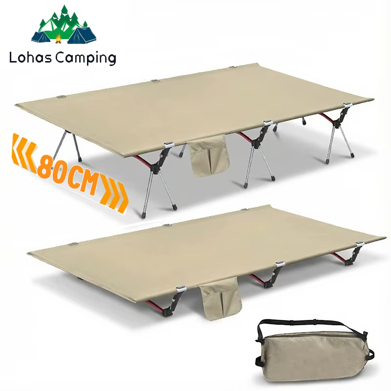 Lit de camping pliable Lohascamping 80 cm de large, ultraléger, portable, double usage (hauteur réglable), pour le backpacking, les voyages et la randonnée.
