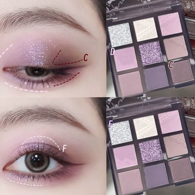 Palette de maquillage de fard à paupières violet lavande