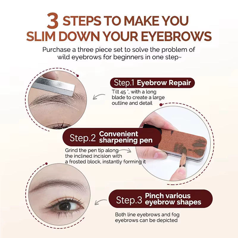 Taille-crayon professionnel pour sourcils, outil de ponçage en papier de verre, facile à utiliser, pour créer des pointes fines, outil de maquillage