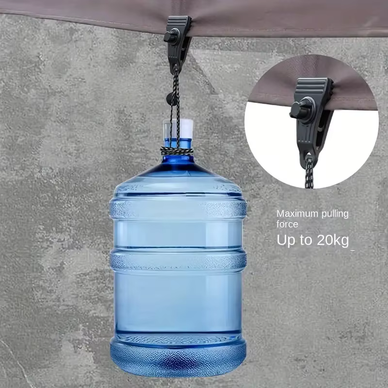 Ensemble de 10 clips et mousquetons pour tente, pinces renforcées coupe-vent pour la fixation des houx de pluie auvent, utilisation en extérieur
