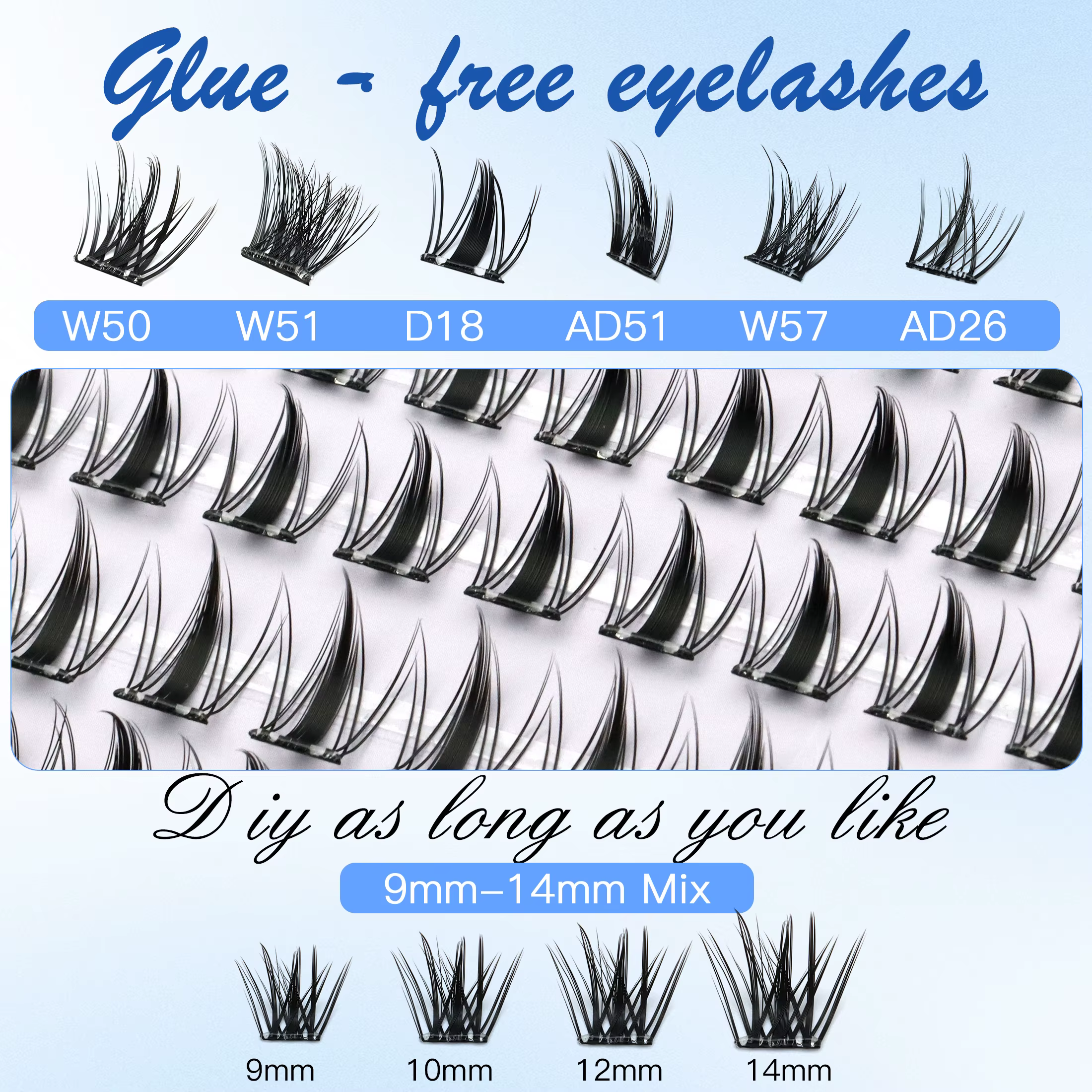 Faux cils autocollants sans colle